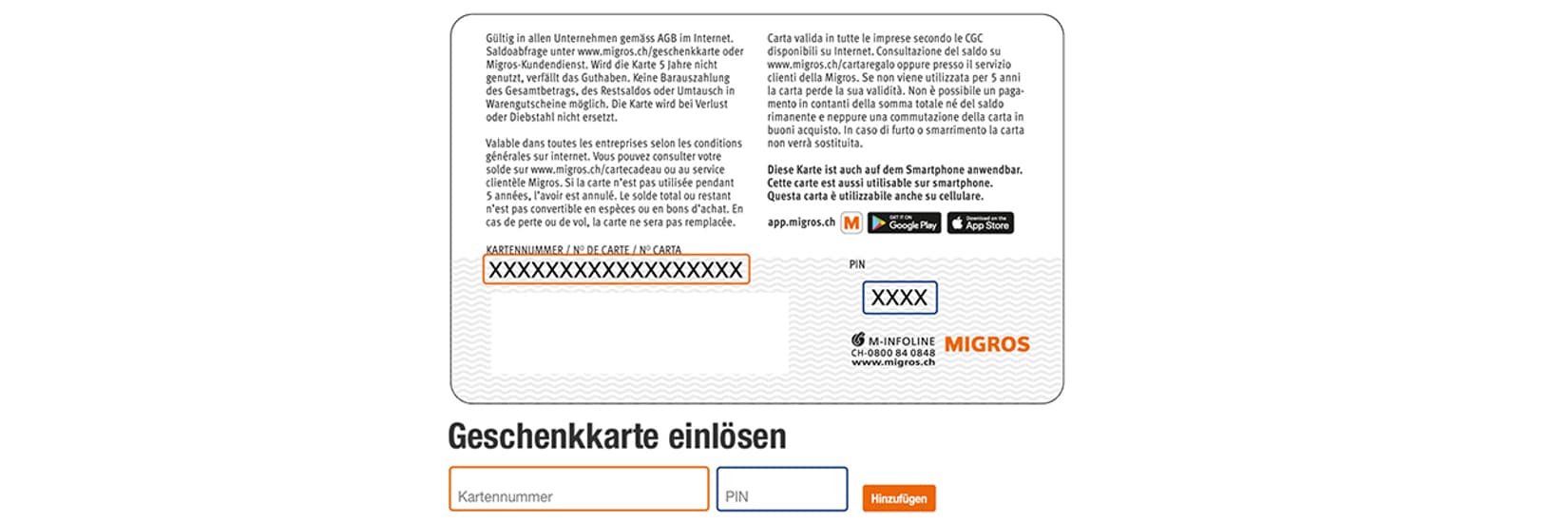 Migros-Geschenkkarten