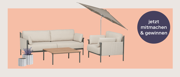 Stilvolle Gartenlounge mit Sonnenschirm – mach mit und gewinne!