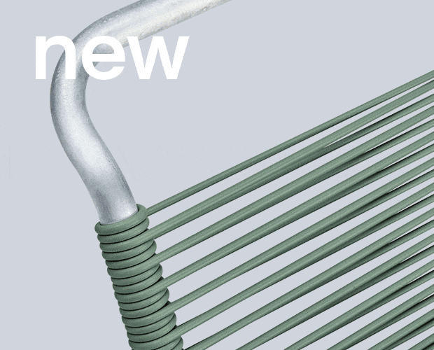 GIF mit neuen Gartenmöbel-Designs in modernen Farben und Materialien.