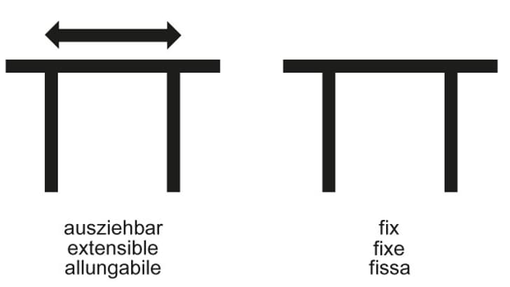 Tischtypen: ausziehbar und fix.