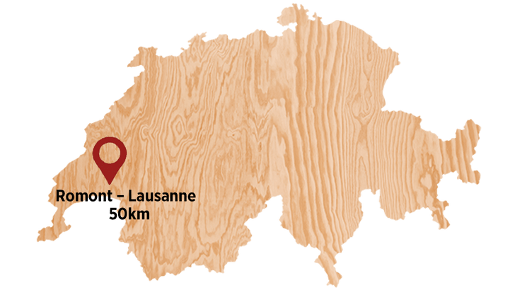 Biketrails Routen Romont Lausanne
