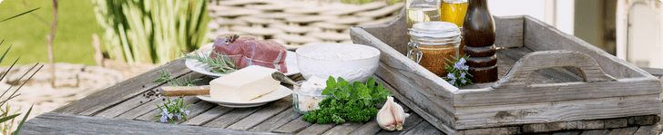 Zutaten für das Grill-Rezept Roquefortrisotto mit Rindsfiletmedaillons