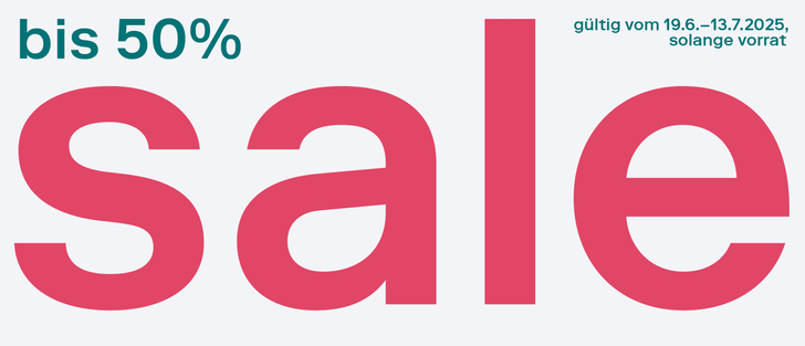 Sale&quot; in grossen roten Buchstaben mit dem Text &quot;bis 50%&quot; und Aktionszeitraum.