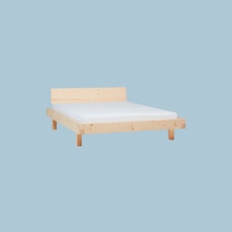 Lit double élégant avec tête de lit capitonnée grise et matelas blanc.