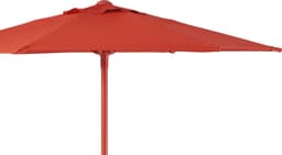 Roter Sonnenschirm auf weissem Hintergrund.