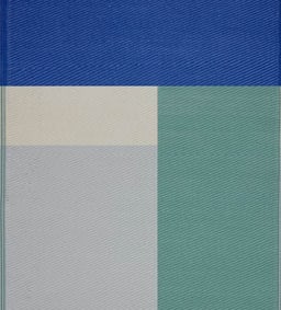 Ein abstraktes Bild mit blauen, grünen und grauen Farbfeldern, die eine moderne Wandgestaltung zeigen.